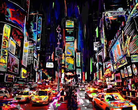 Times Square Art New York Painting Sparkartwork