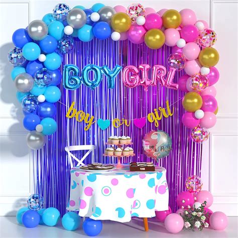 Buy Gender Reveal Decorations Boy Or Girl Banner Foil Balloons Pink And