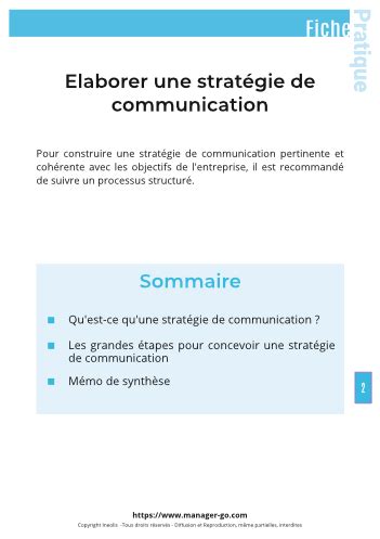 Stratégie de communication fiche pratique pdf à télécharger