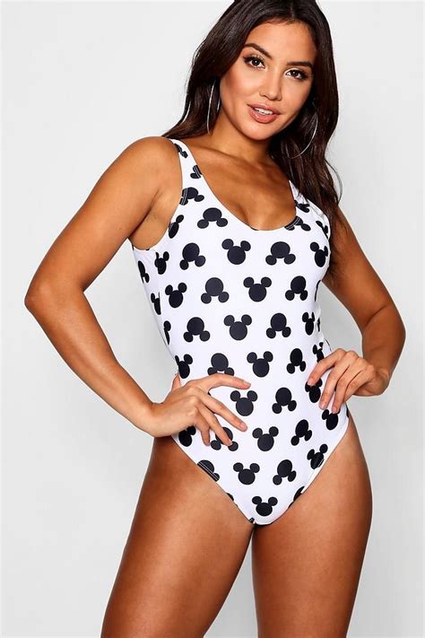Disney All Over Mickey Mouse Print Swimsuit Boohoo Uk Disney