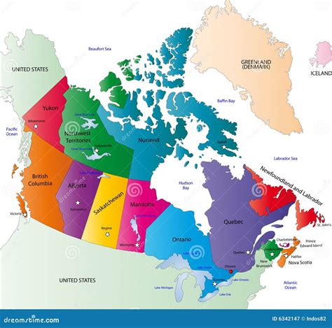 Canada Color Map Stock Vector Illustration Of Central 6342147