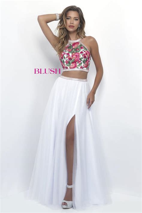Blush 11209 Embroidered Floral 2pc Prom Dress French Novelty