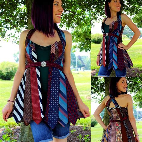 Upcycled Necktie Vest Upcycle Clothes Upcycled Fashion Recycled Dress