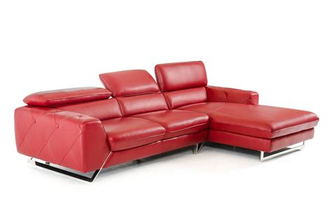 Divani Casa Devon Modern Red Leather Sectional Sofa Red Leather Sofa