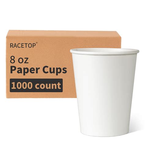 Used RACETOP 1000 Pack 8 Oz Paper Coffee Cups Disposable Hot