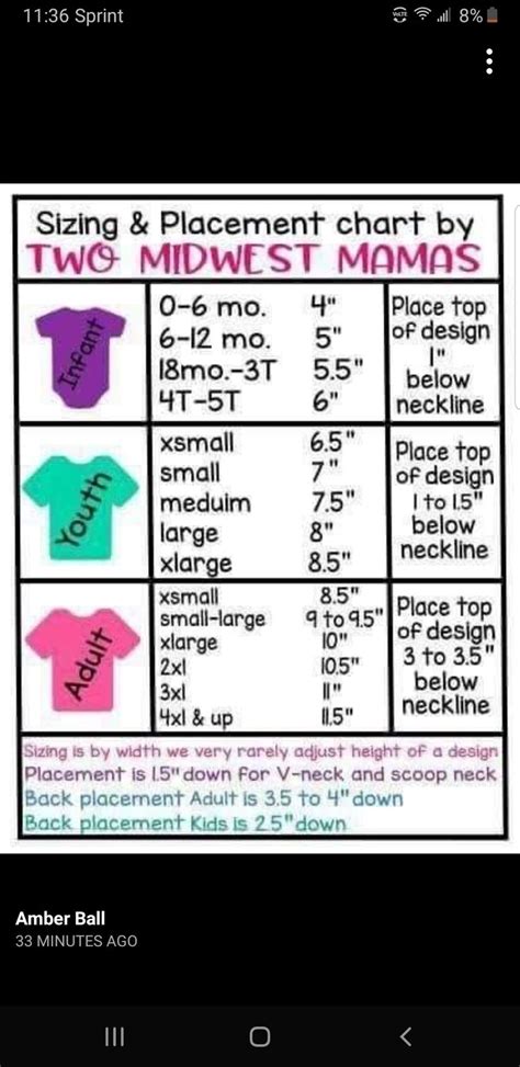pin  kristen markwas  cricut kids shirts design size chart