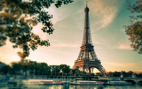 Scaricare Gli Sfondi Parigi Eiffel Tower Tramonto Citt Fiume