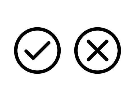 Tick And Cross Check Mark Sign Icon In Line Style Design Isolated On