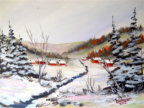 Winter Village On The Creek Painting By Dorothy Maier Fine Art America