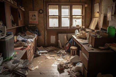Premium Ai Image A Cluttered And Dirty Room With Cleaning Supplies