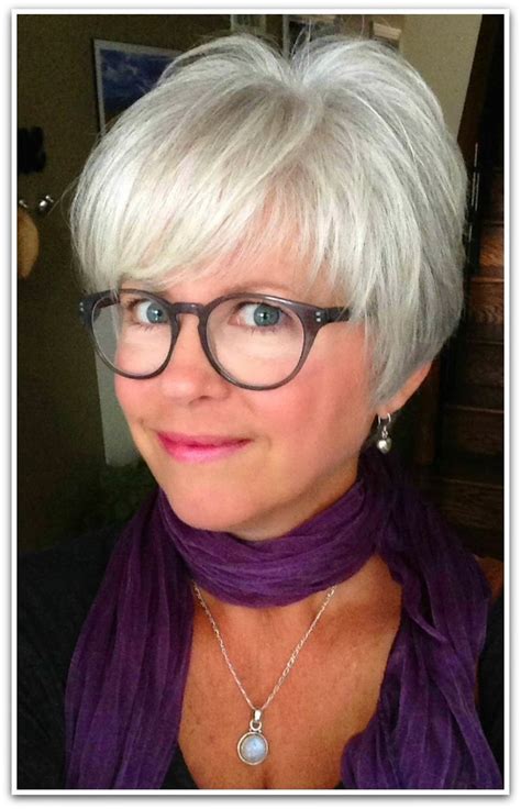 Short Hairstyles For Grey Hair And Glasses