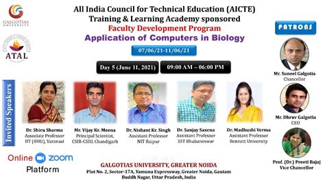 Day 5 AICTE ATAL Sponsored FDP On Application Of Computers In Biology