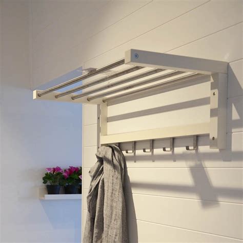 Ikea Tjusig Coat Rack With Shelf 79x32x25cm White In 2021 Coat Rack