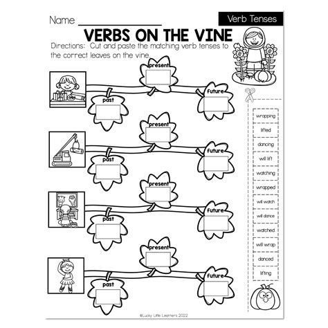 Fall Early Finishers 1st Grade Ela Verb Tenses Verbs On The Vine