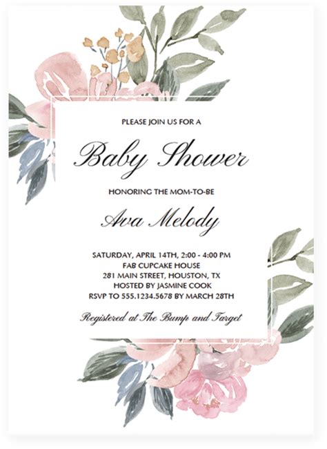 Download Hd Wedding Invitation Templates Png Floral Watercolor