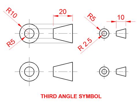The third angle projection or first angle projection, different countries and regions typically use one method or the other although this can depend on a company's customer. Third angle orthographic projection notes