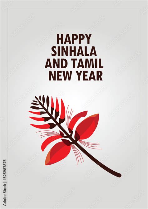 Sinhala And Tamil New Year Design With Erabadu Flower Red Wild Flower