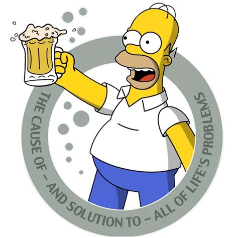 Homer Simpson Beer The Cause And Solution Sticker Sticker Mania