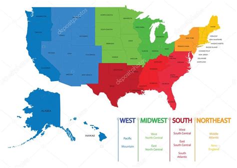 Map Regions Maps Usa — Stock Vector © Martinova4 176609288