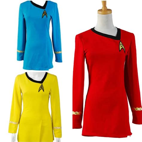 Star Trek Female Duty Tos Blue Uniform Tos Red Dresses Cosplay Costume Adult Clothing Shoes