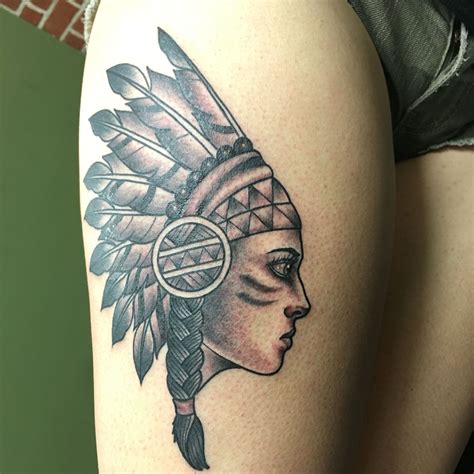 neo traditional indian head robert tattooer