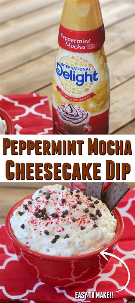 Peppermint Mocha Cheesecake Dip In A Red Bowl