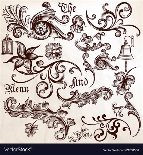 Collection Vintage Swirl Elements Royalty Free Vector Image