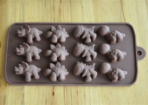 How to create beautiful chocolates using chocolate molds. 12-Dinosaurs Flexible Silicone Mold/Mould For Handmade ...