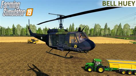 Farming Simulator 19 Bell Huey Military Helicopter Flies Over