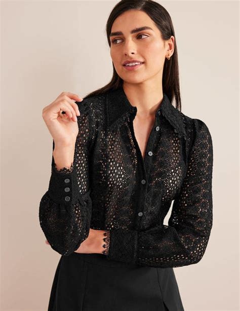 Fitted Lace Shirt Black Boden Uk