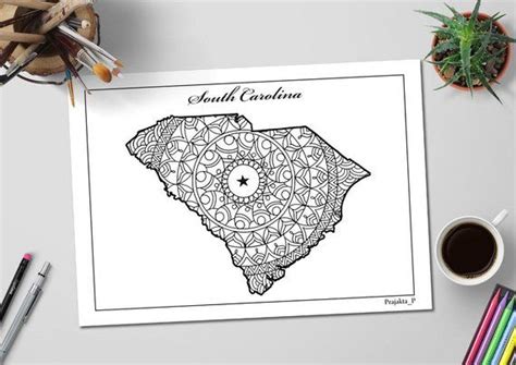 South Carolina State Map Adult Coloring Page Printable Colouring For