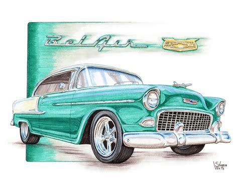 1955 chevy bel air drawing by shannon watts pixels