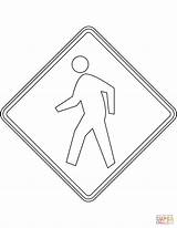 Coloring Sign Crossing Pedestrian Printable Usa Signs Road Supercoloring sketch template