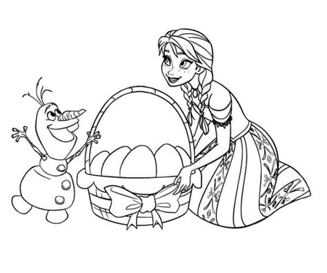 Coloriage Pâques Disney Olaf et Anna télécharger et imprimer gratuit
