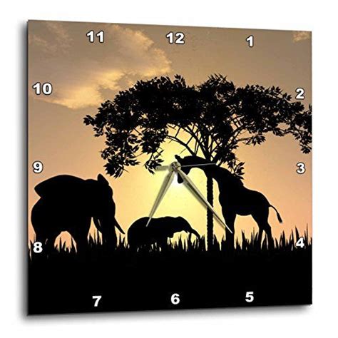 3drose Dpp489793 African Safari Silhouette Wall Clock