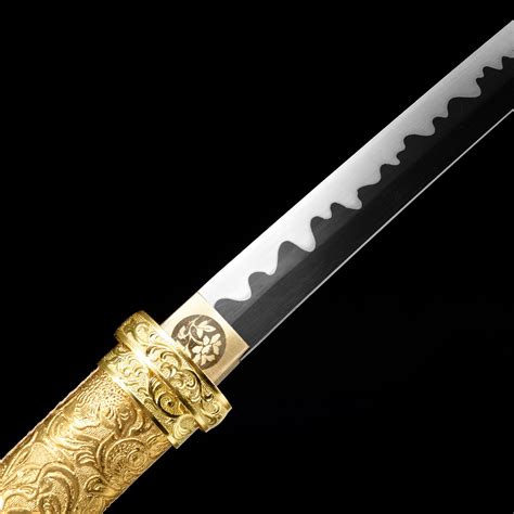 Golden Katana Handmade Japanese Katana Sword With Black Blade And