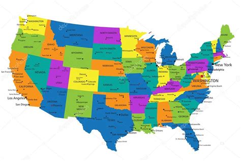 Mapa Político De Estados Unidos De América 2023
