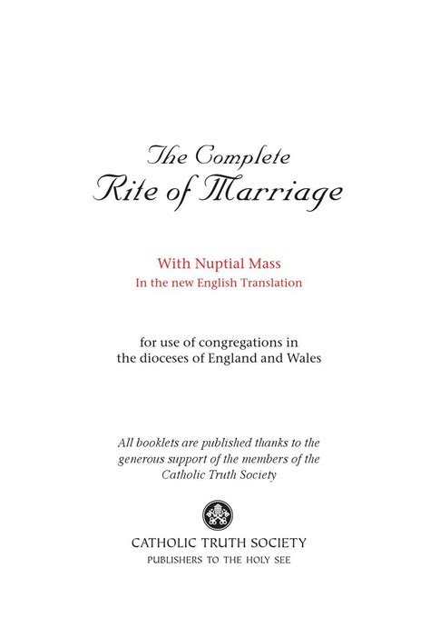 The Complete Rite Of Marriage By Catholic Truth Society Issuu
