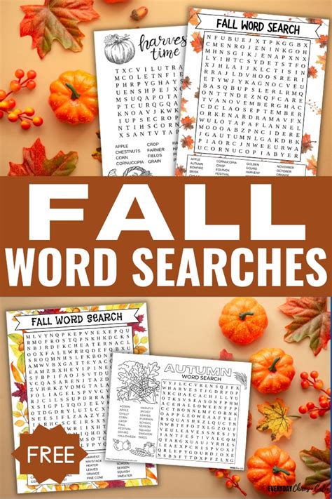 Free Printable Fall Word Searches For Kids
