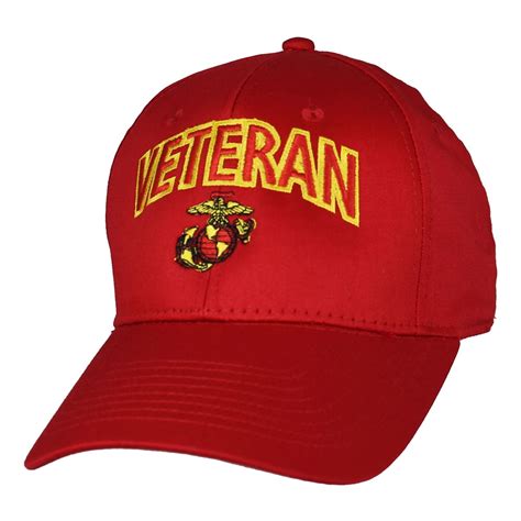 Us Marine Corps Veteran Usa Made Licensed Ega Red Military Hat Baseball Cap