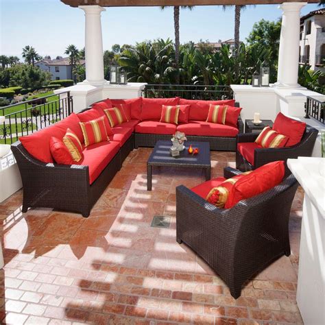 Rst Brands Deco 9 Piece Patio Sectional Seating Set With