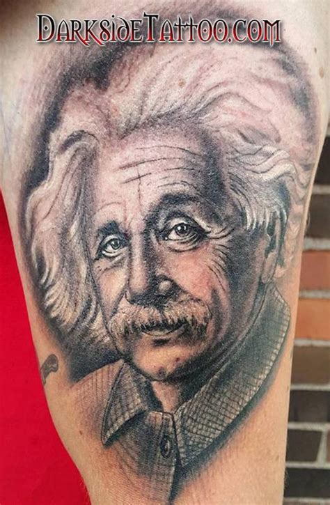 Black And Gray Einstein Portrait Tattoo By Dave Racci Tattoonow