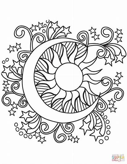 Coloring Moon Sun Pages Stars Pop Printable