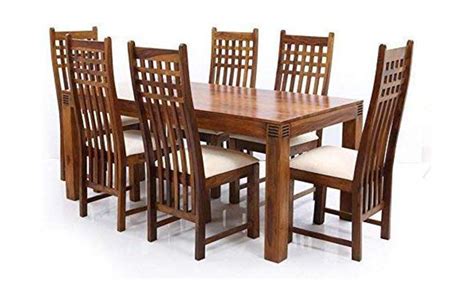 Km Decor Sheesham Wood Dining Tabledining Table 6 Seater With 6 Chairs