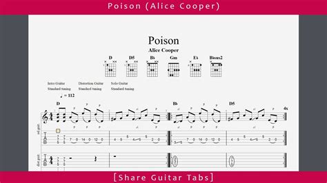 Share Guitar Tabs Poison Alice Cooper Hd 1080p Youtube