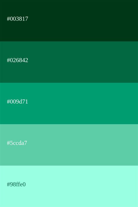 Emerald Green Procreate Palette 30 Hex Color Codes
