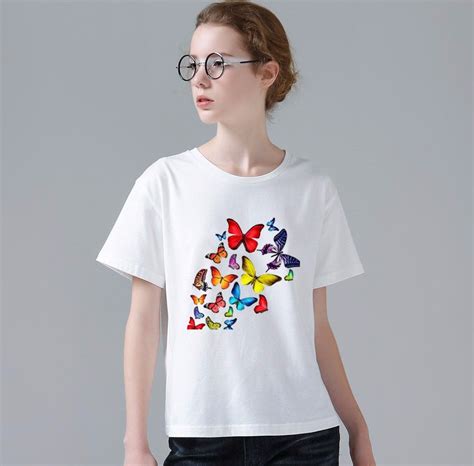 Summer Colorful Butterfly T Shirt Women Beautiful Spring Good Quality