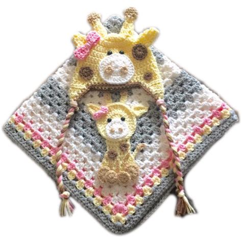 Baby Giraffe Baby Blanket Set | Giraffe baby blanket, Elephant baby blanket, Crochet hat pattern
