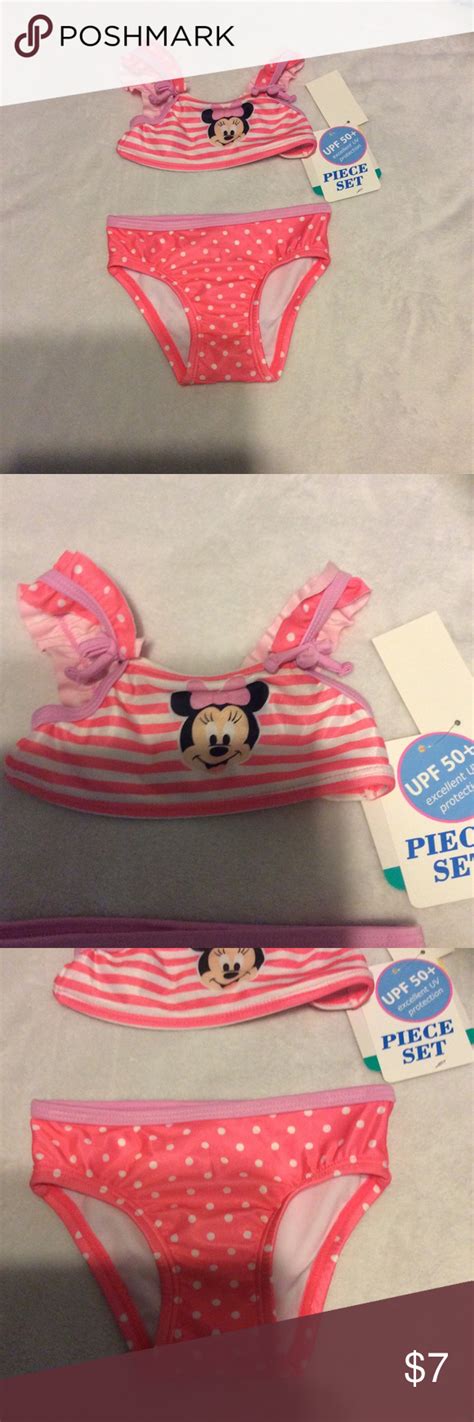 new minnie mouse pink and white bikini sz 3 6m nwt minnie mouse bikini sz 3 6 months disney swim