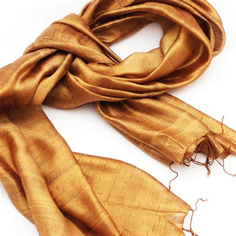 Silk Shawl In Goldenrod Color Made With 100 Pure Thai Raw Silk